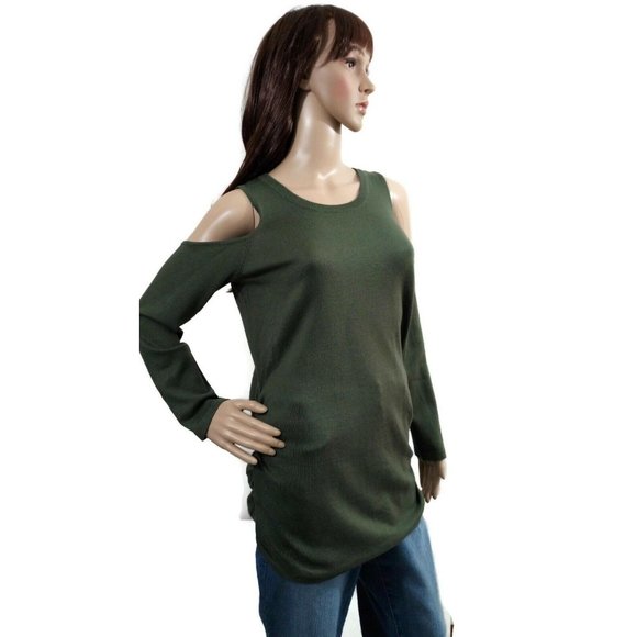 Hippie Rose Elegant Moss XL Cold Shoulder Gathered - Picture 6 of 7